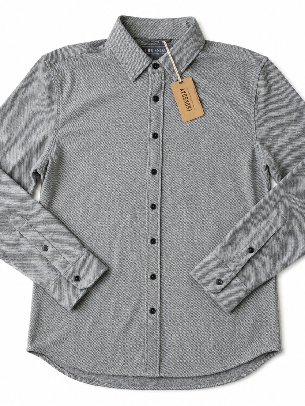 NWT THURSDAY BOOT CO EVERYDAY Mens L Gray Long Sleeve Stretch Athletic Fit Shirt